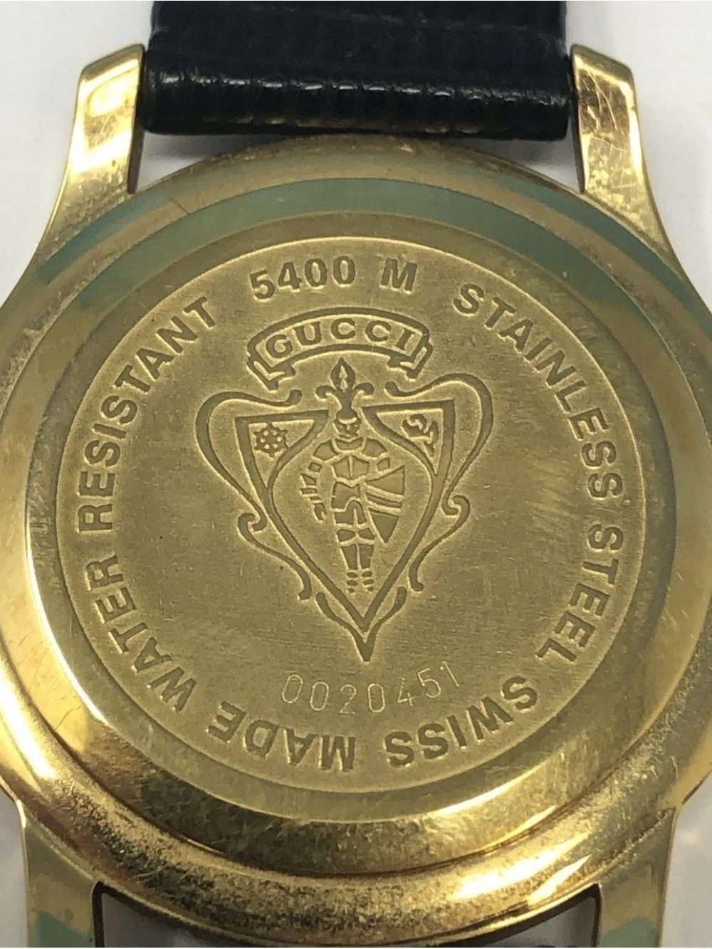 Vintage Gucci Gold Plated 5400M Date Just Watch with White Dial and Leather Band - Picture 6 of 7